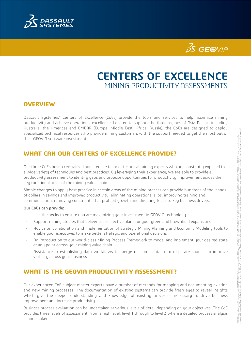 Centers of Excellence Mining Productivity Assessments