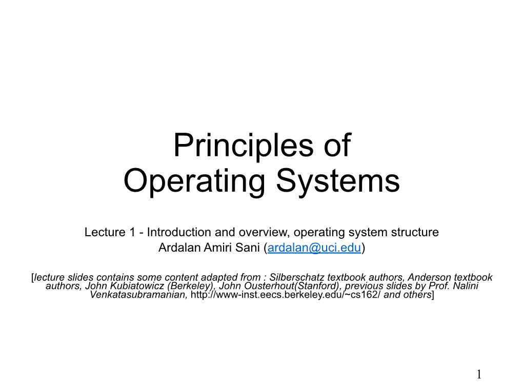 Principles of Operating Systems