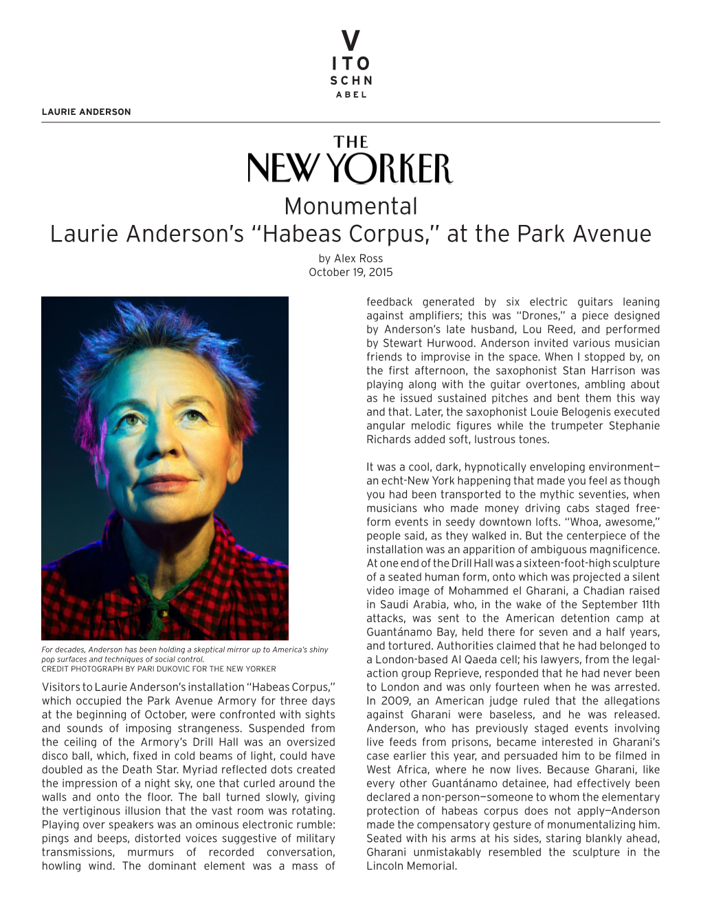 Habeas Corpus,” at the Park Avenue by Alex Ross October 19, 2015