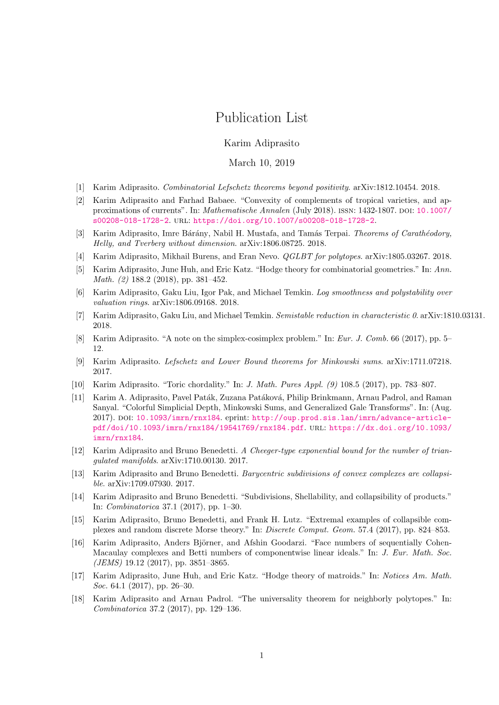 Publication List