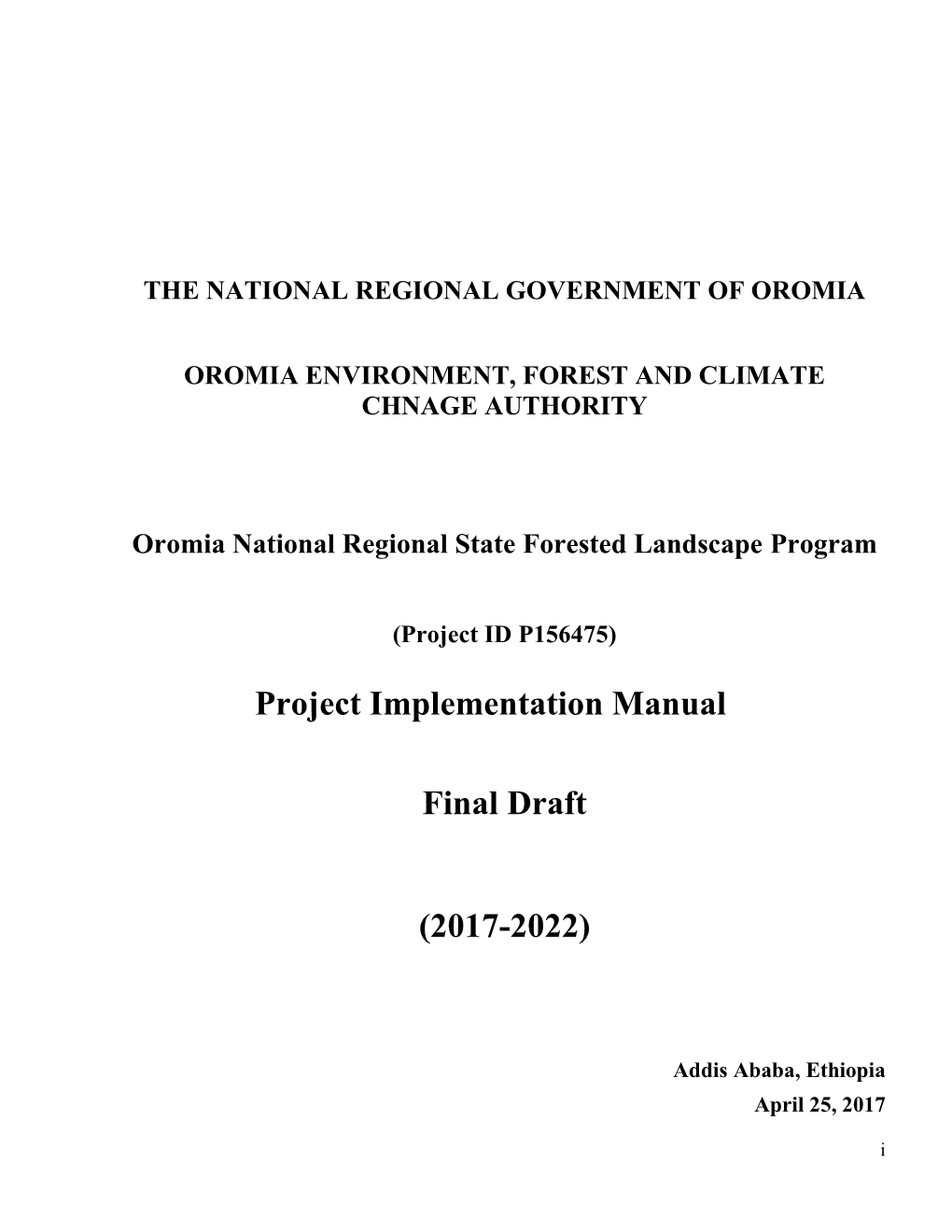 Project Implementation Manual Final Draft