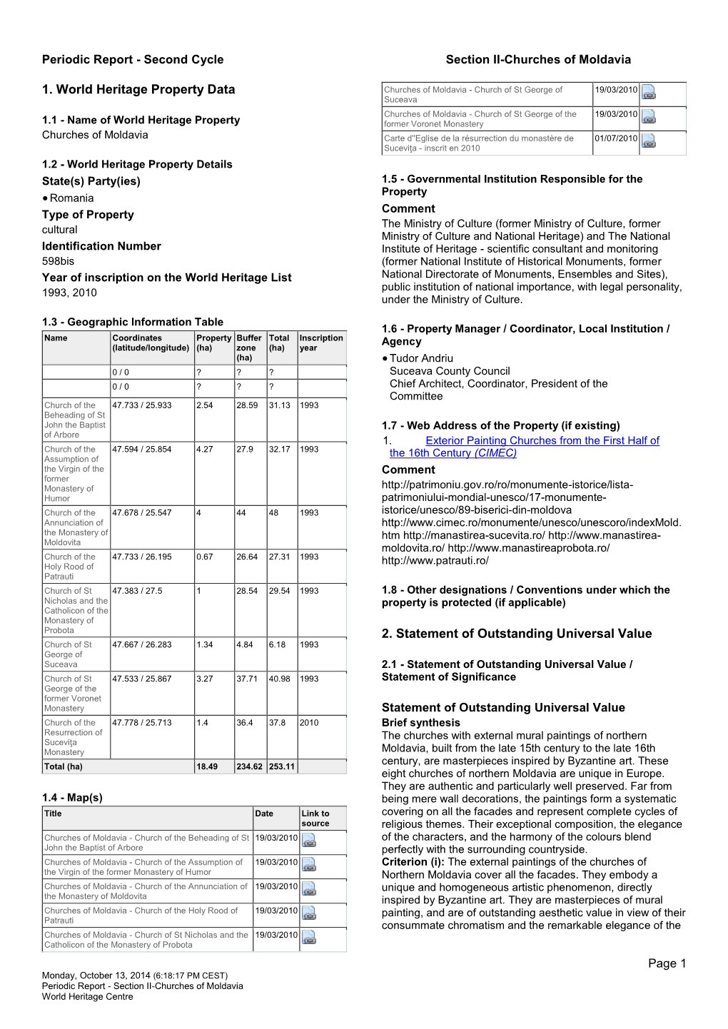 Periodic Reporting Cycle 2, Section II