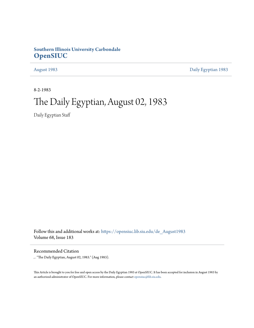 The Daily Egyptian, August 02, 1983