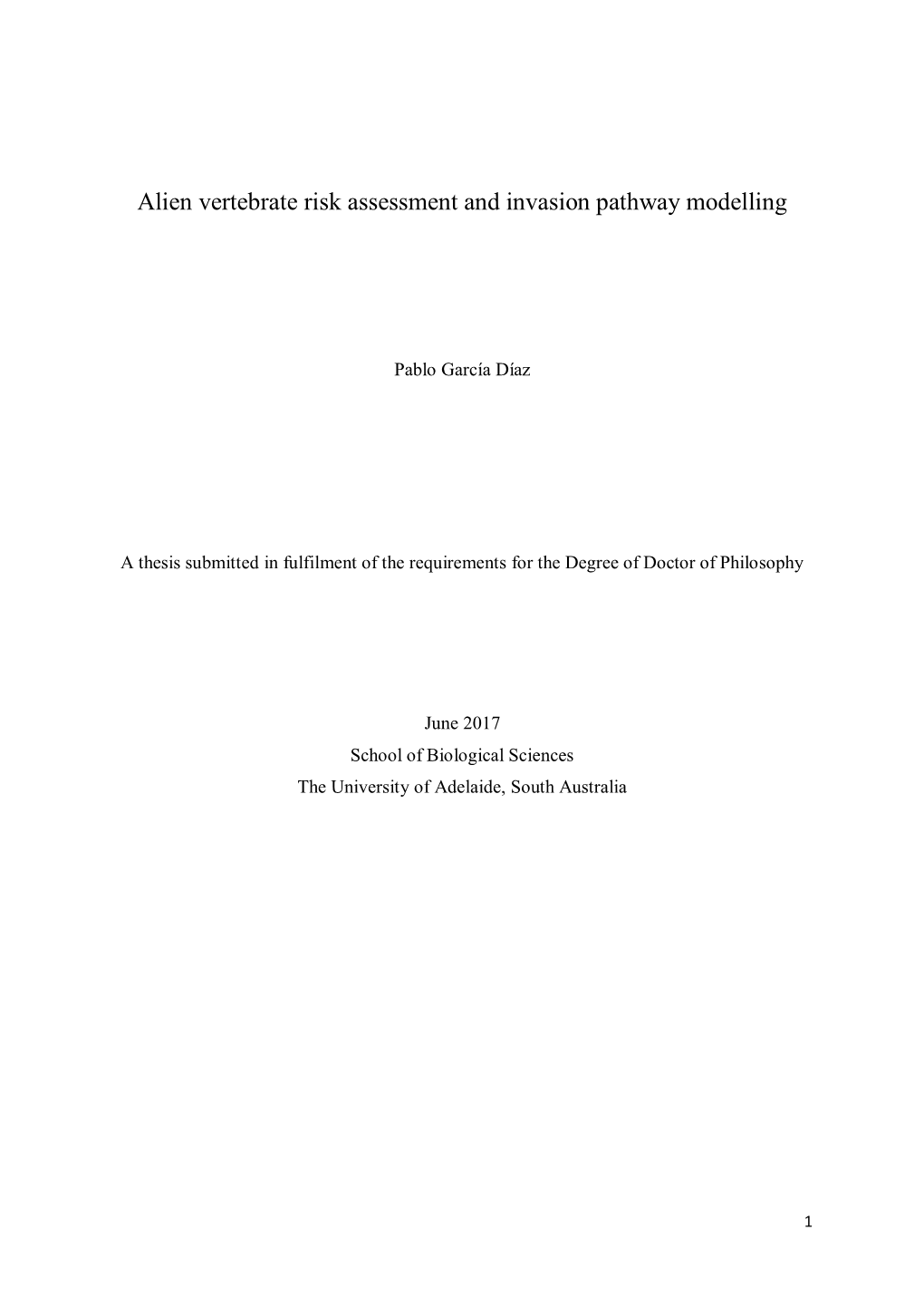 Alien Vertebrate Risk Assessment and Invasion Pathway Modelling