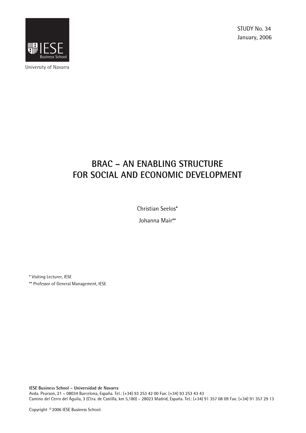 Brac – an Enabling Structure for Social and Economic Development