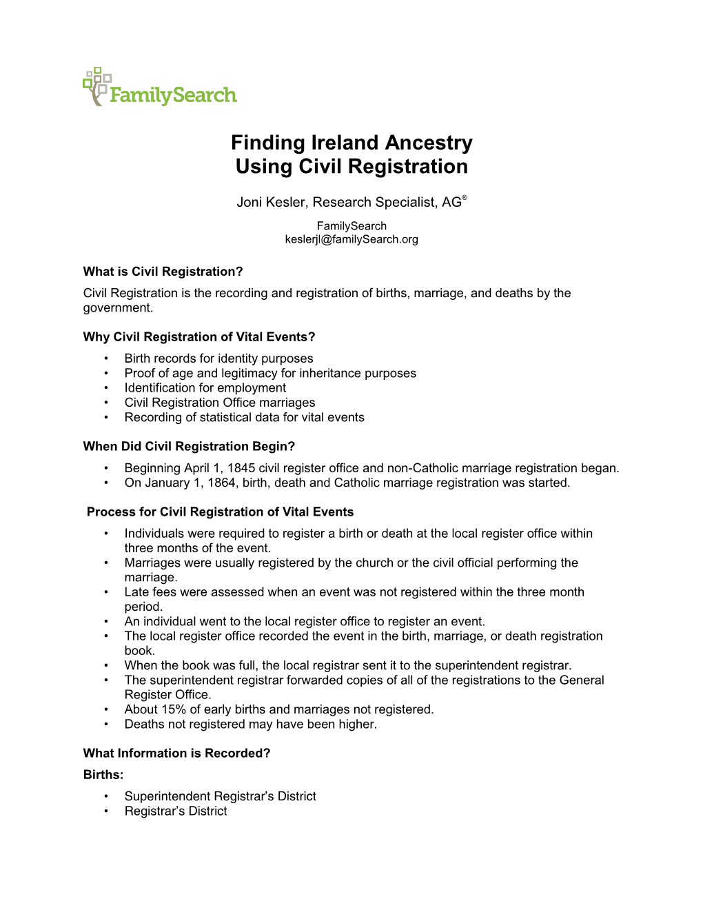 Finding Ireland Ancestry Using Civil Registration