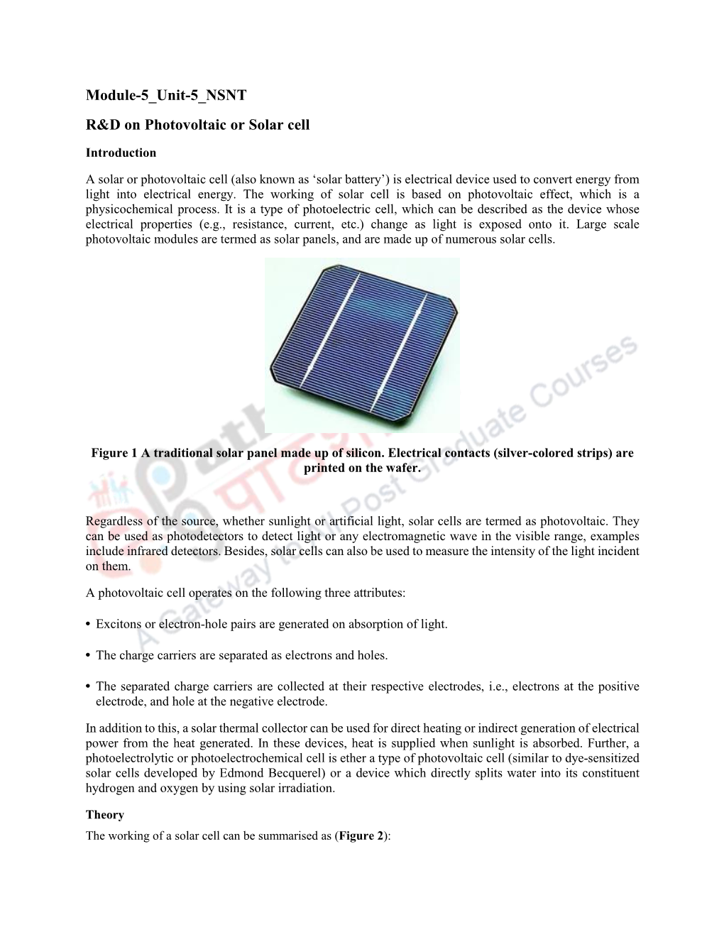 Module-5 Unit-5 NSNT R&D on Photovoltaic Or Solar Cell