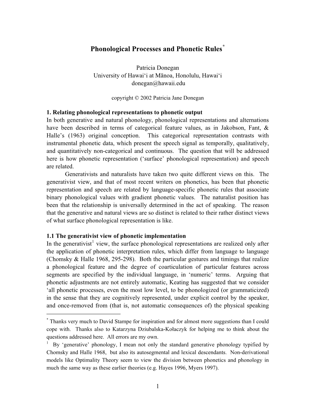 2002. Phonological Processes and Phonetic Rules