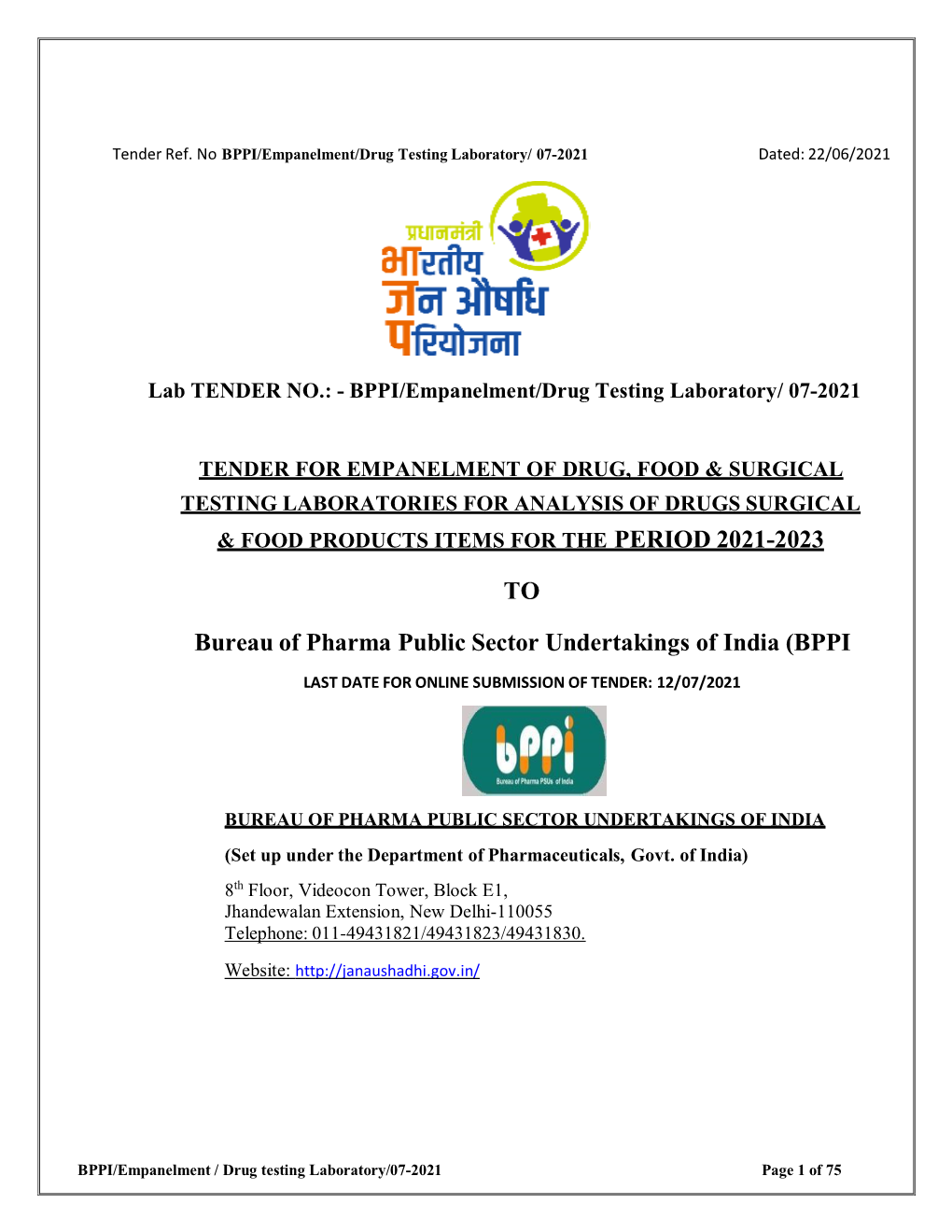 TO Bureau of Pharma Public Sector Undertakings of India (BPPI