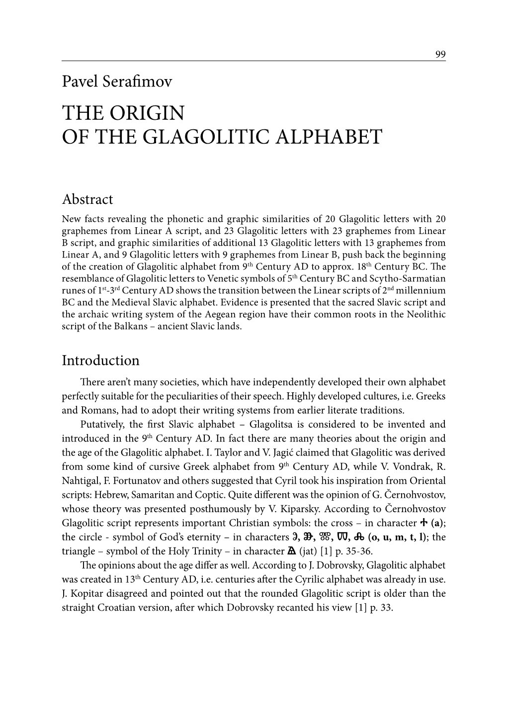 The Origin of the Glagolitic Alphabet