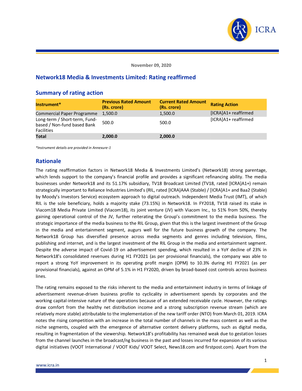 Network18 Media & Investments Limited