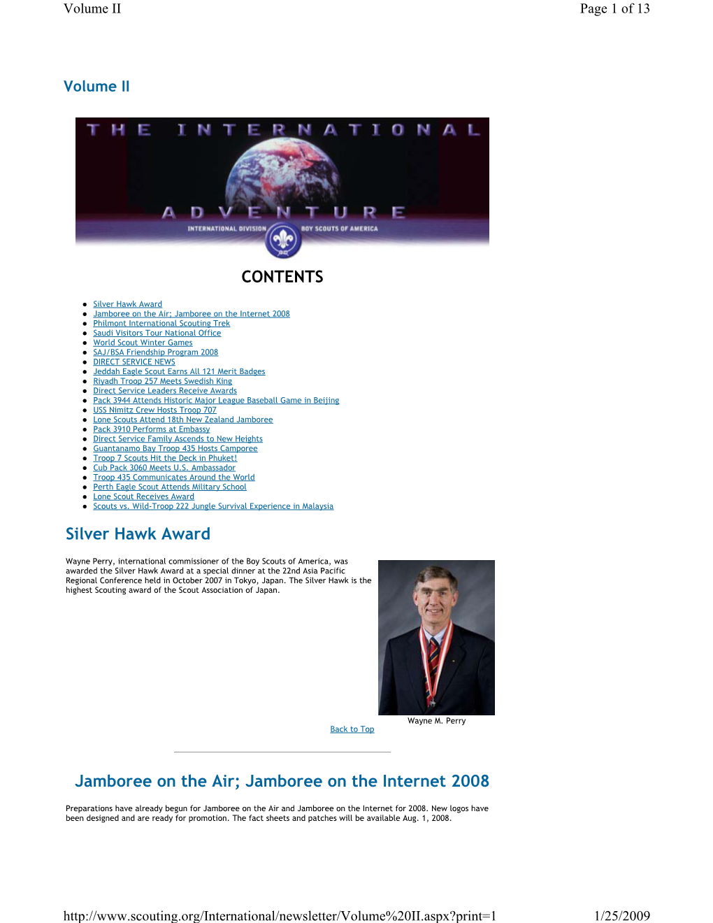 CONTENTS Silver Hawk Award Jamboree on The