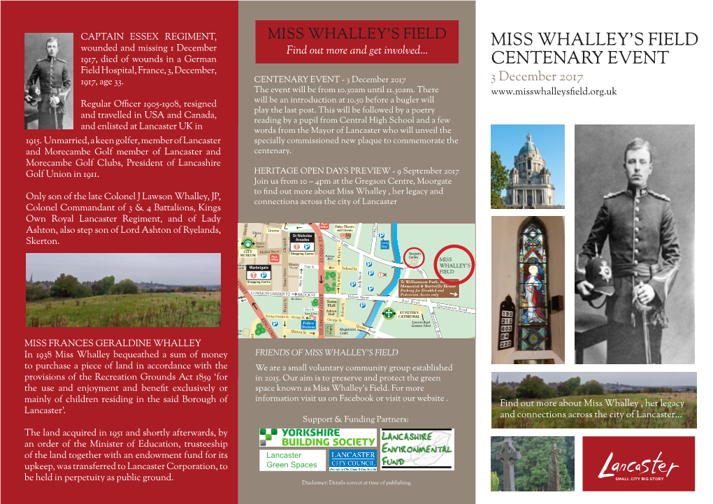 Miss Whalley's Field Centenary Event
