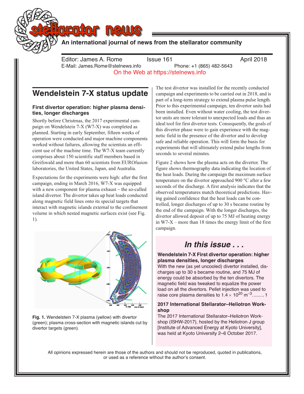 Stellarator News Issue