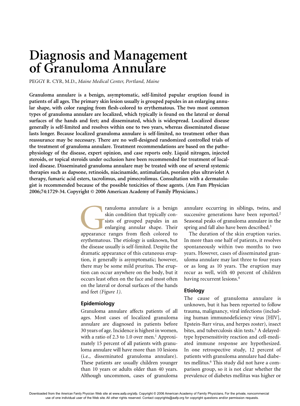 Granuloma Annulare PEGGY R