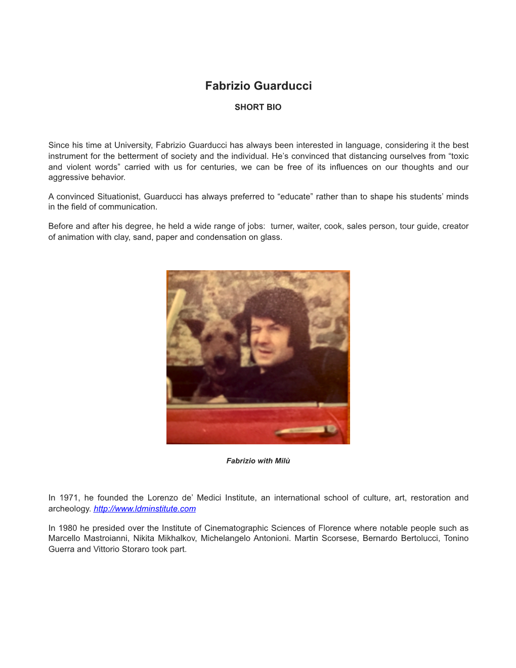 Biography and CV Fabrizio Guarducci
