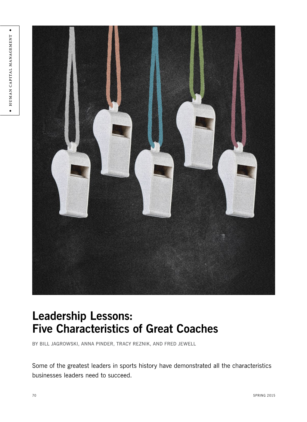 Leadership Lessons: Five Characteristics of Great Coaches