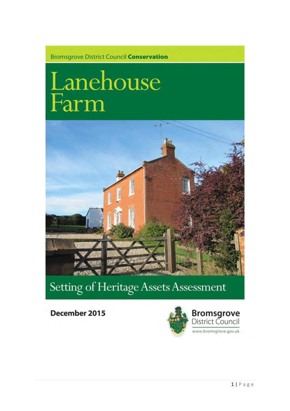 Lanehouse Farm: Setting of Heritage Assets Assessment
