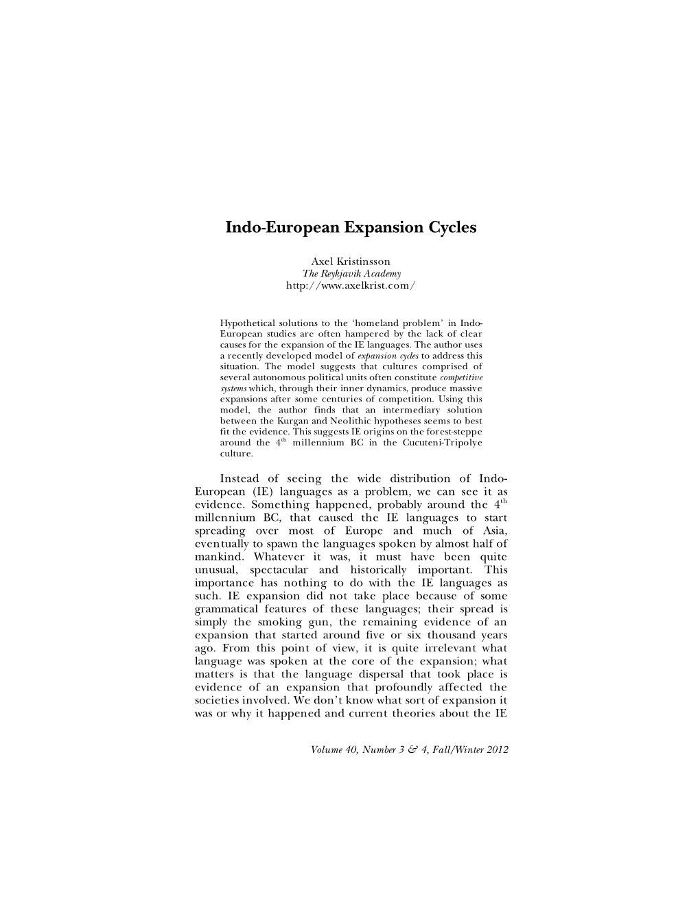 Indo-European Expansion Cycles