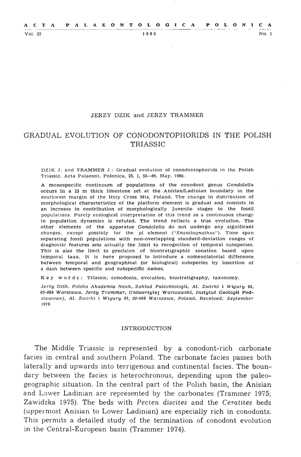 Gradual Evolution of Conodontophorids in the Polish Triassic