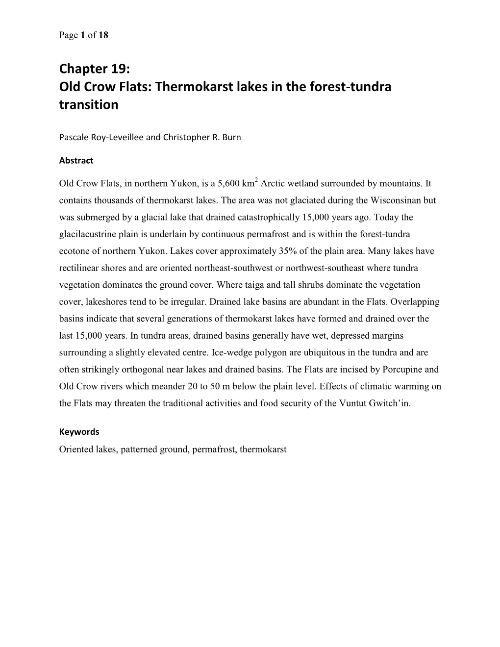 Old Crow Flats: Thermokarst Lakes in the Forest-Tundra Transition
