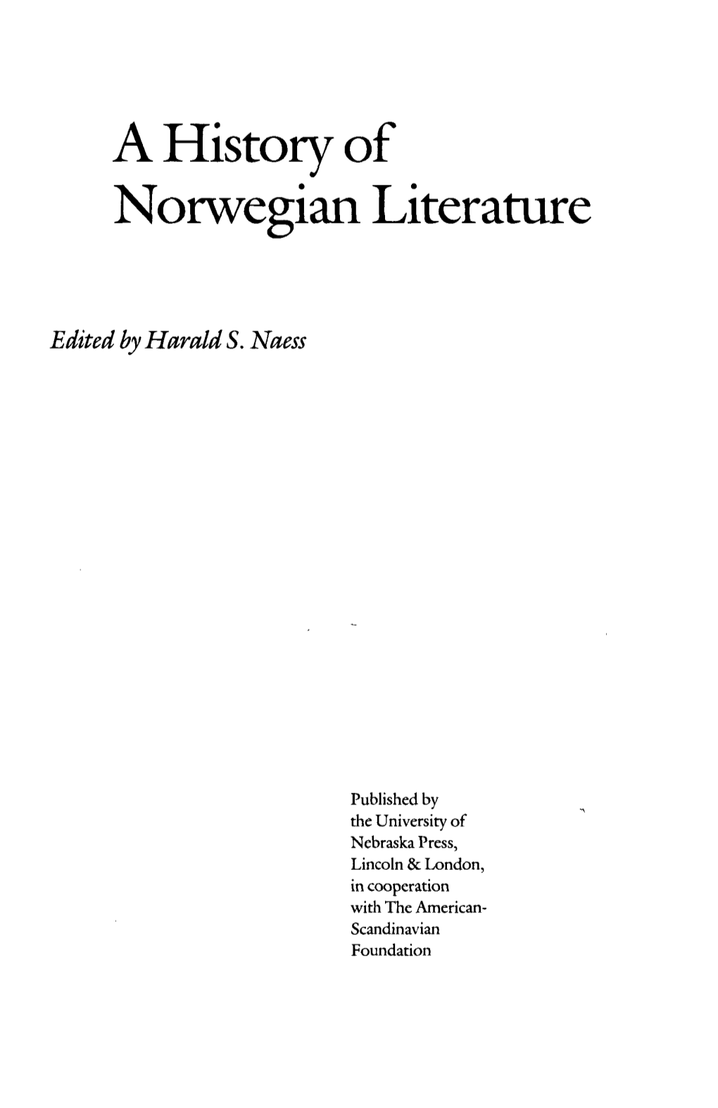 A History of Norwegian Literature