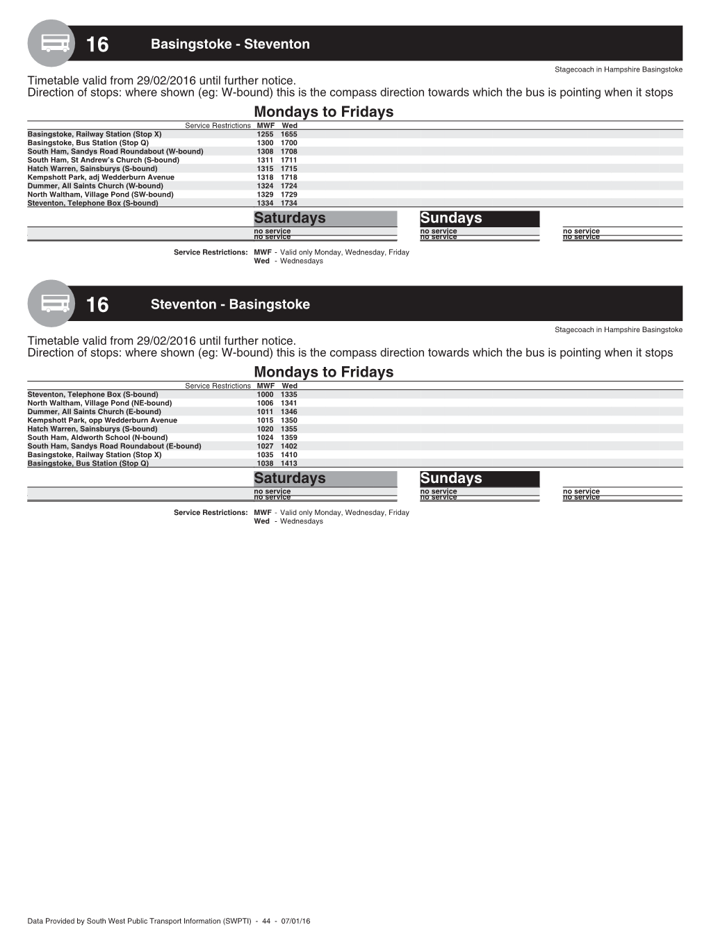 Bus Timetable