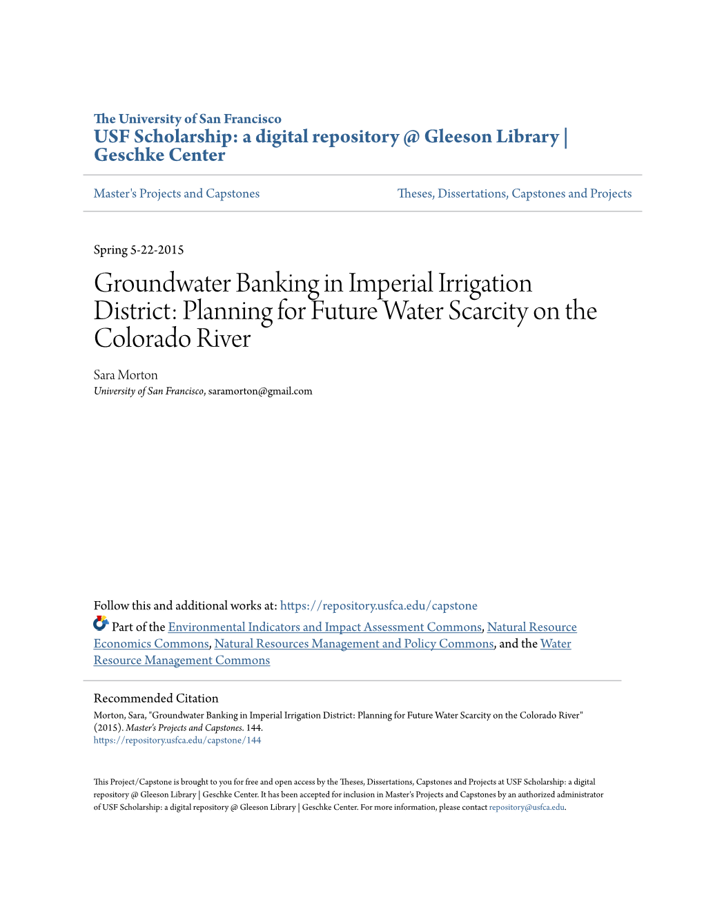 Groundwater Banking in Imperial Irrigation District