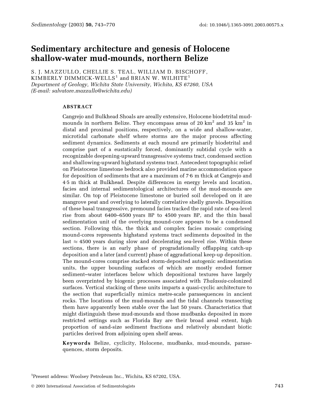 Sedimentary Architecture and Genesis of Holocene Shallowwater