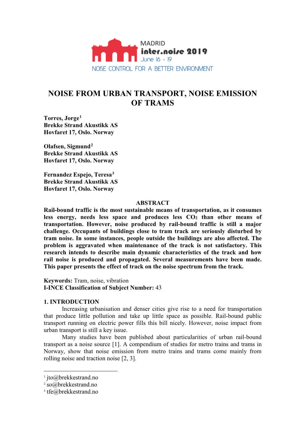 Noise from Urban Transport, Noise Emission of Trams