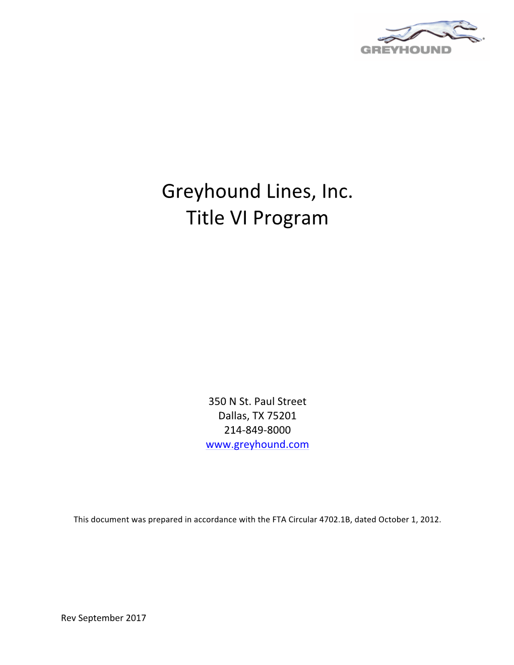 Greyhound Lines, Inc. Title VI Program