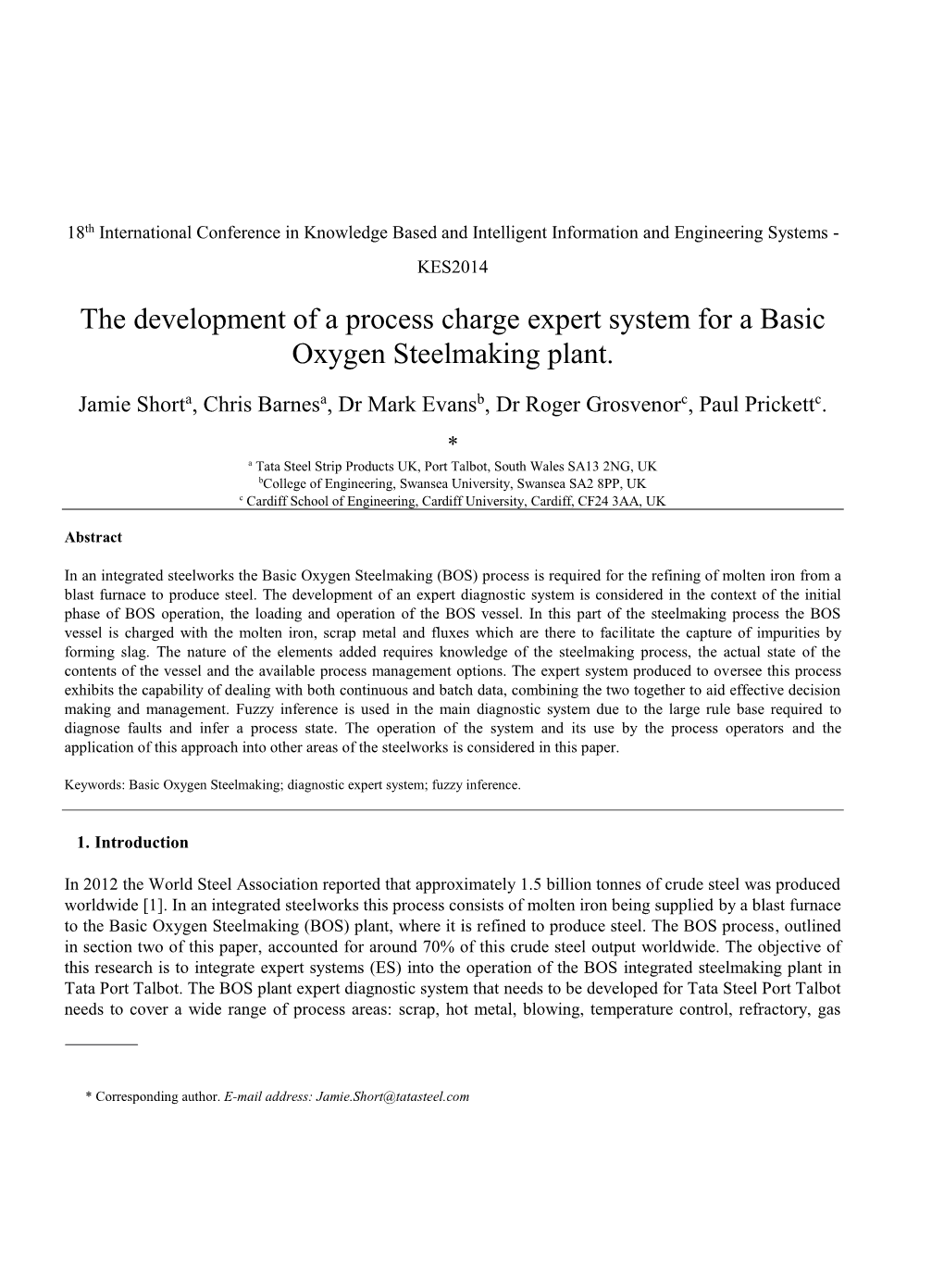 The Development of a Process Charge Expert System for a Basic Oxygen Steelmaking Plant