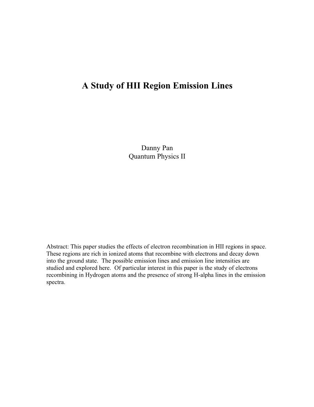 A Study of HII Region Emission Lines (PDF)