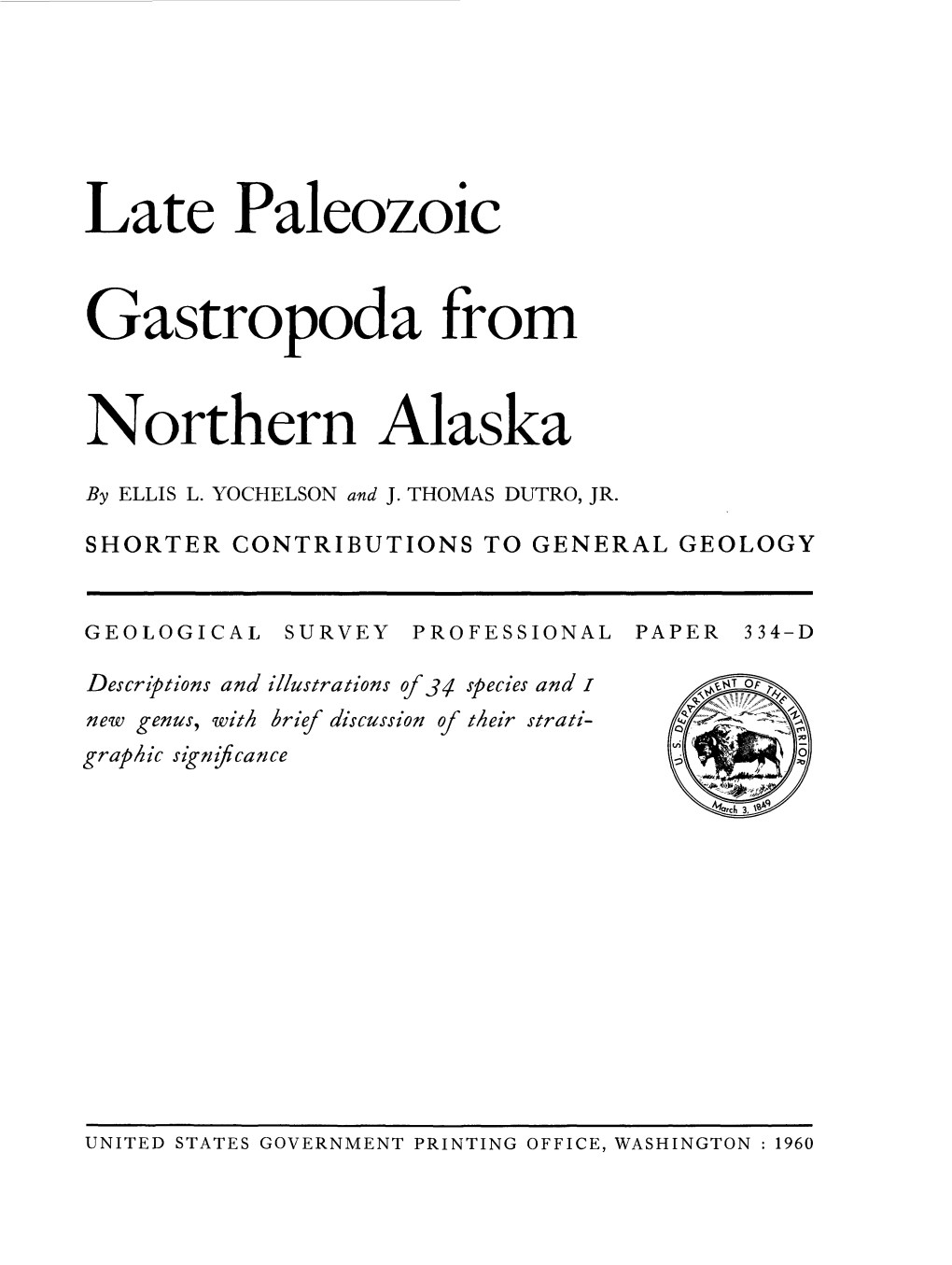 Late Paleozoic Gastropoda from Northern Alaska