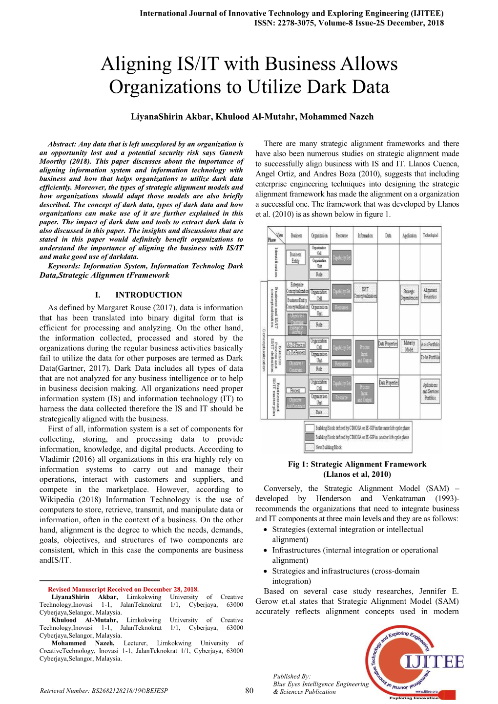 Aligning IS/IT with Business Allows Organizations to Utilize Dark Data