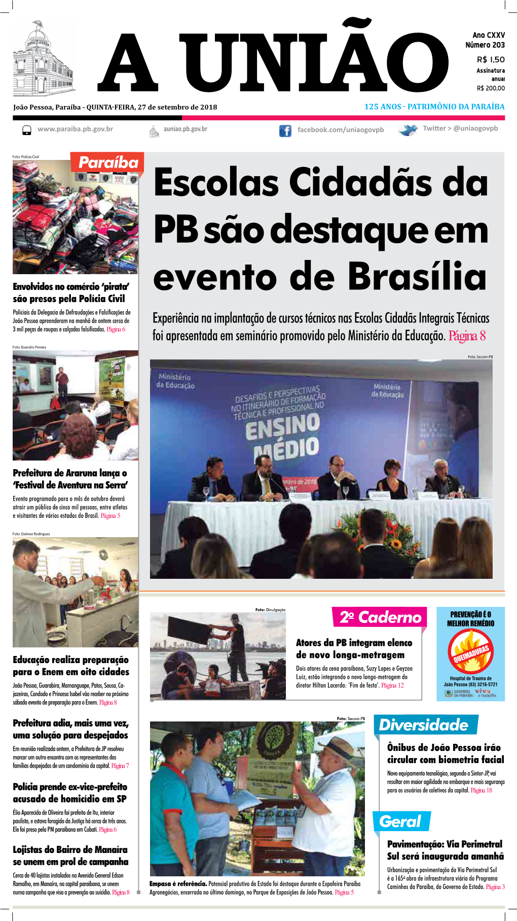 Escolas Cidadãs Da PB São Destaque Em Evento De Brasília