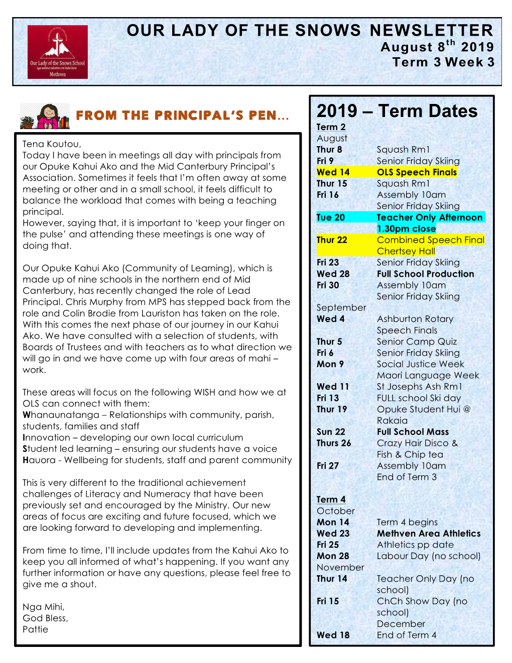 2019 – Term Dates