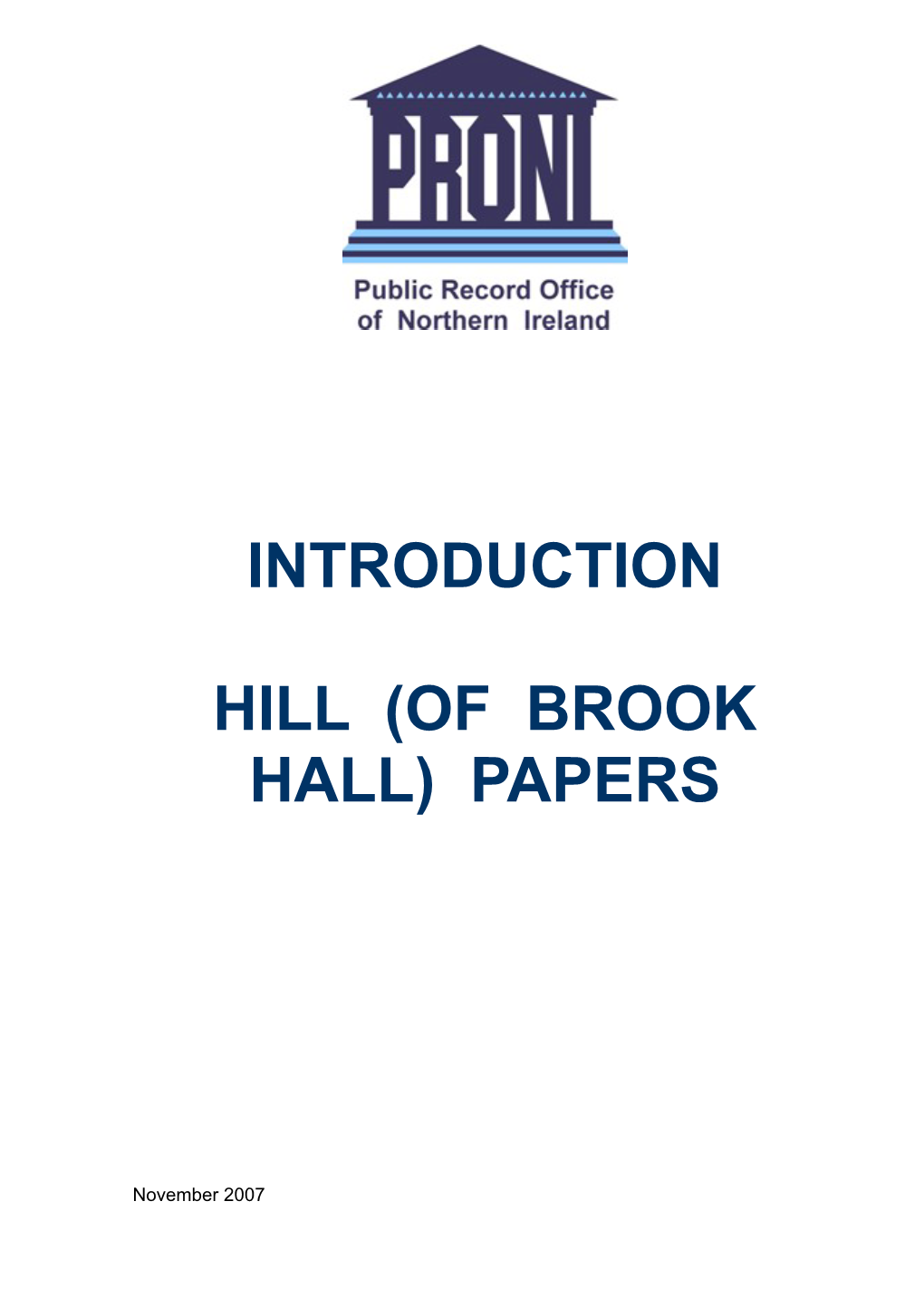 Introduction to the Hill of Brook Hall, Londonderry, Papers