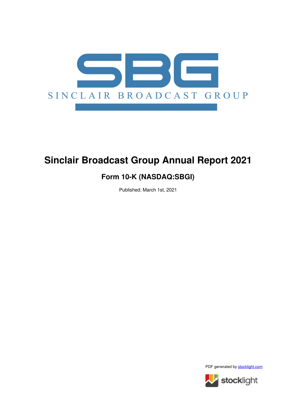 Sinclair Broadcast Group Annual Report 2021