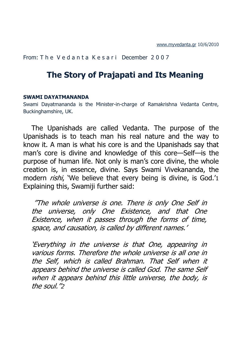 The Story of Prajapati and Its Meaning