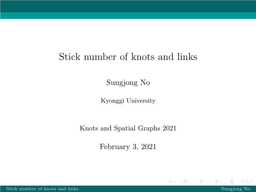 Stick Number of Knots and Links