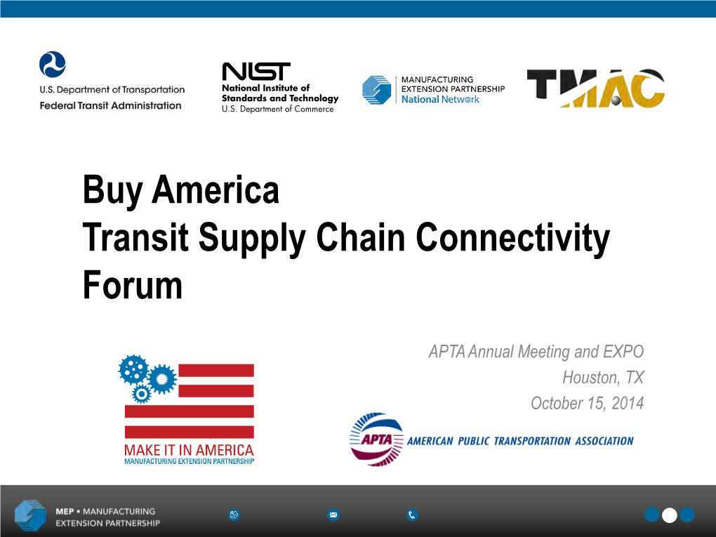Buy America Transit Supply Chain Connectivity Forum