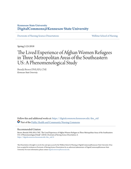 The Lived Experience of Afghan Women Refugees in Three