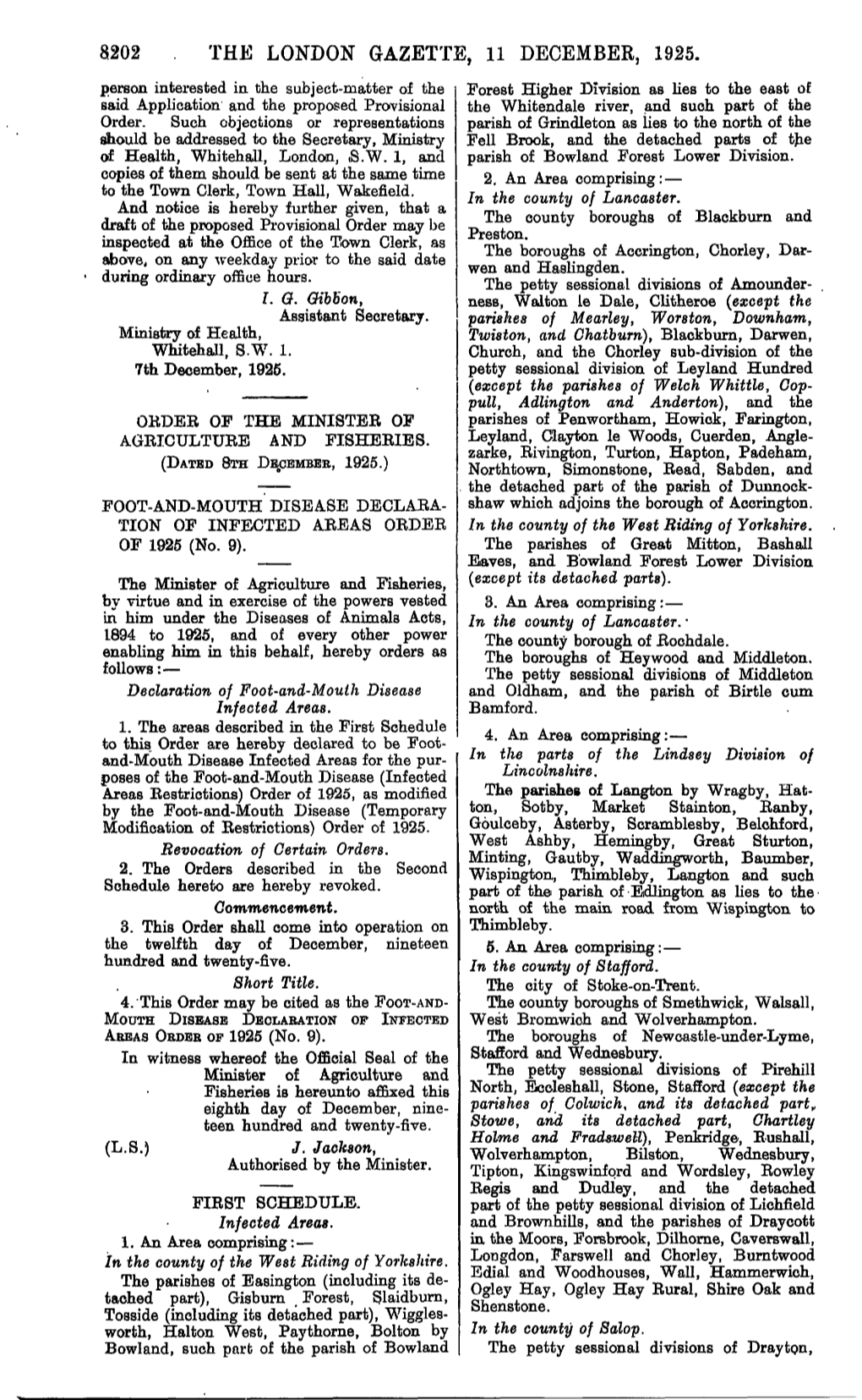 8202 the London Gazette, 11 December, 1925