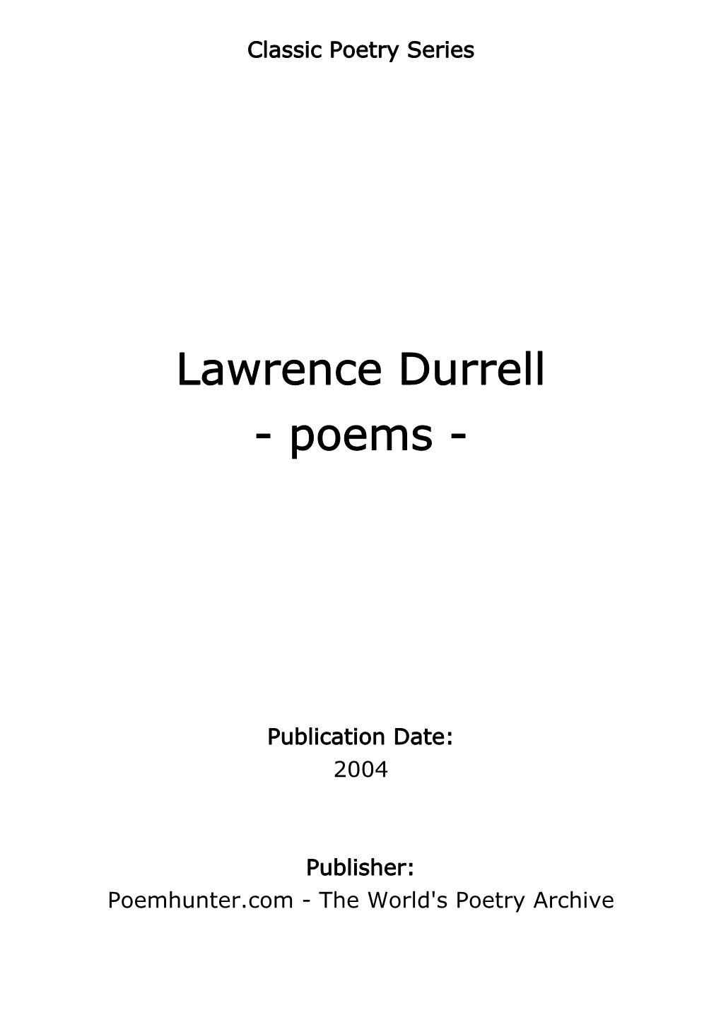Lawrence Durrell - Poems