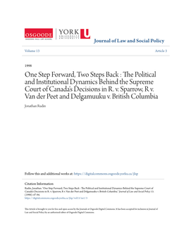 The Political and Institutional Dynamics Behind the Supreme Court of Canada's Decisions in R