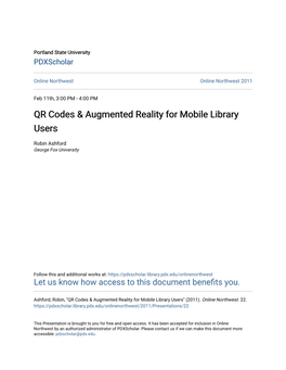QR Codes & Augmented Reality for Mobile Library Users