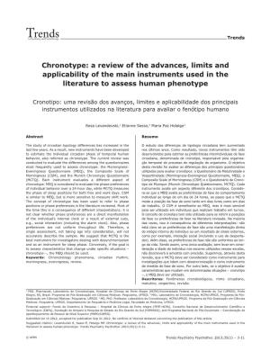 Chronotype: a Review of the Advances, Limits and Applicability of the Main Instruments Used in the Literature to Assess Human Phenotype