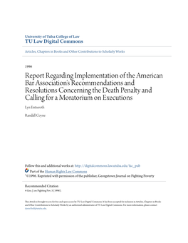 Report Regarding Implementation of the American Bar Association's