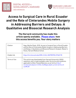 Access to Surgical Care in Rural Ecuador and the Role of Cinterandes Mobile Surgery in Addressing Barriers and Delays: a Qualitative and Biosocial Research Analysis